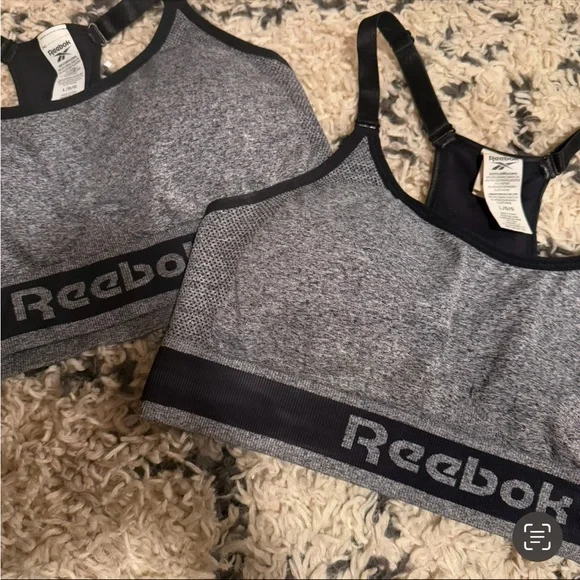 Set of 2 Gray Reebok Racerback Sports Bras with Removable Cups - Picture 14 of 15